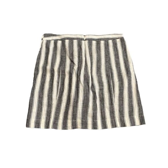 Madewell Gray & White Linen Striped Lace Up Skirt 4 - Picture 6 of 8